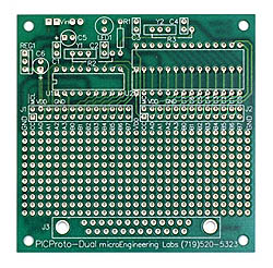 PICProto-Dual  for: 18-pin PICmicros as well as <br>the 28-pin PIC16C55, 16C57 and 16F57