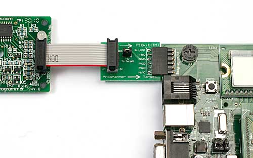 Programming Microchip's PIC18 Explorer with an melabs U2 Programmer connected to the PICkit straight header:
